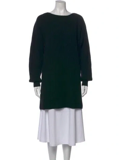 Pre-owned Intermix Wool Scoop Neck Sweater In Green