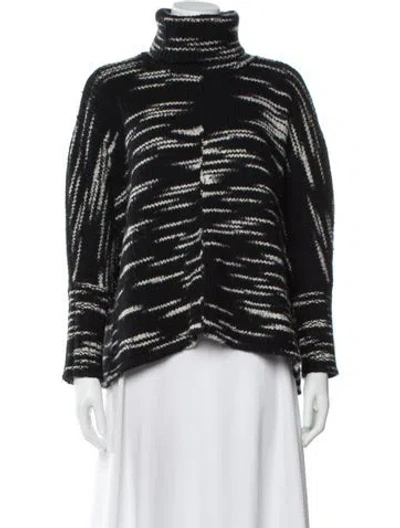 Pre-owned Intermix Wool Striped Sweater In Black