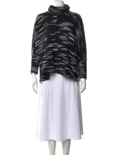 Pre-owned Intermix Wool Striped Sweater In Black