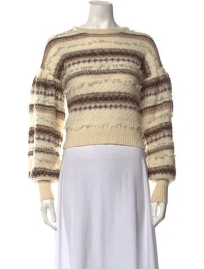 Pre-owned Intermix Wool Striped Sweater In Brown/neutrals