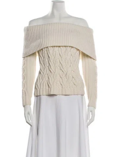 Pre-owned Intermix Wool Striped Sweater In Neutral