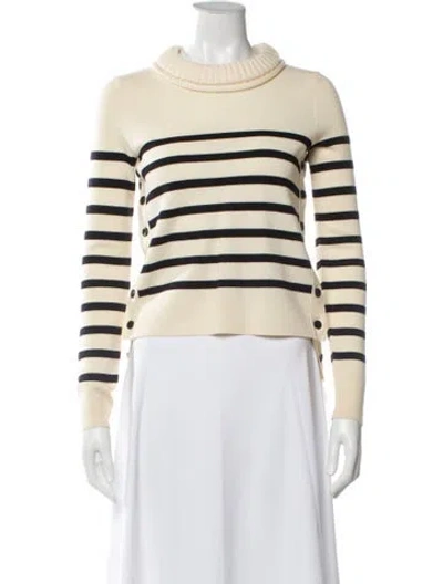 Pre-owned Intermix Wool Striped Sweater In Neutral