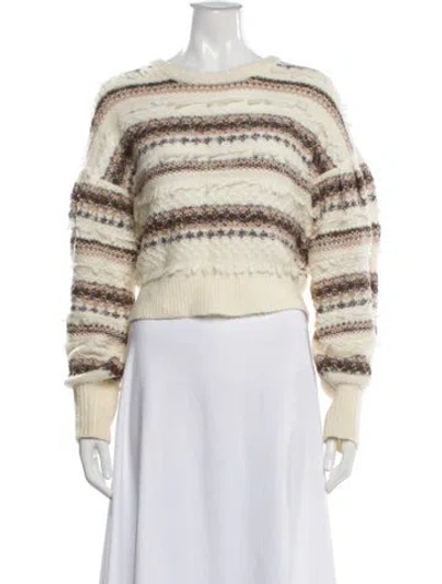 Pre-owned Intermix Wool Striped Sweater In Neutral