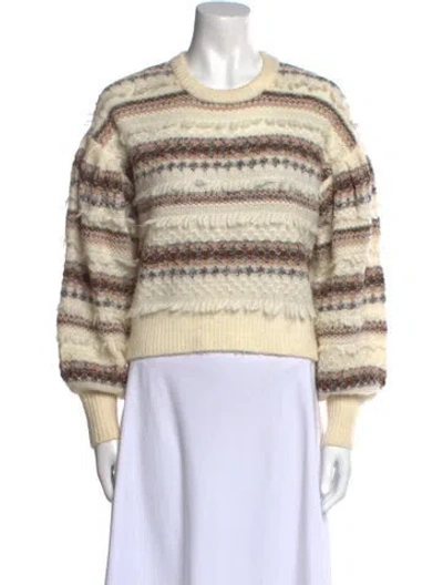 Pre-owned Intermix Wool Striped Sweater In White