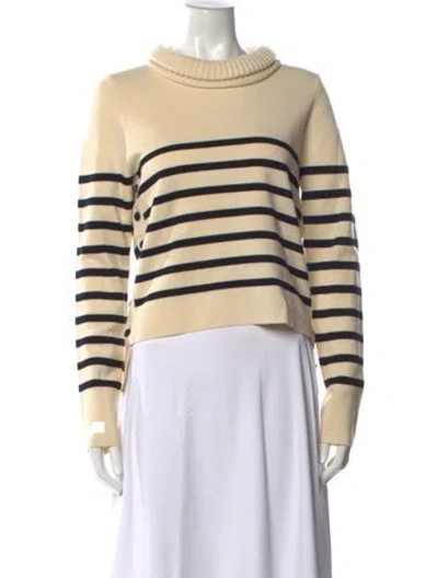 Pre-owned Intermix Wool Striped Sweater In White