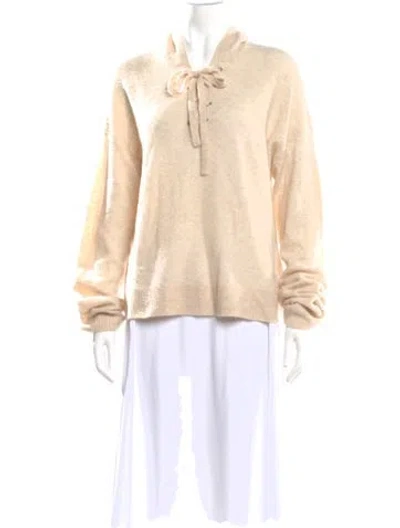 Pre-owned Intermix Wool Tie Neck Sweater In Neutral