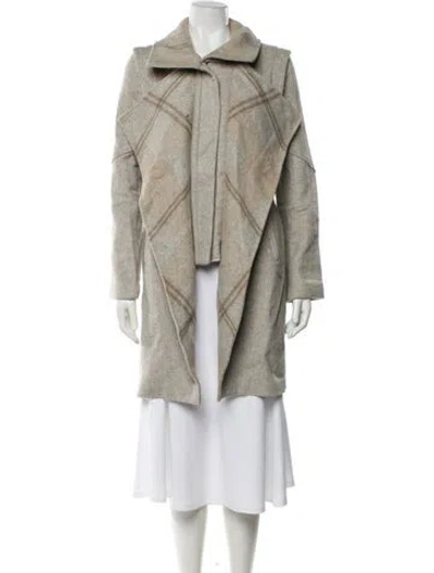 Pre-owned Intermix Wool Trench Coat In Neutral