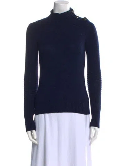Pre-owned Intermix Wool Turtleneck Sweater In Blue
