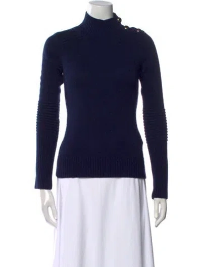 Pre-owned Intermix Wool Turtleneck Sweater In Blue
