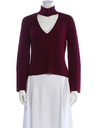 Pre-owned Intermix Wool Turtleneck Sweater In Burgundy