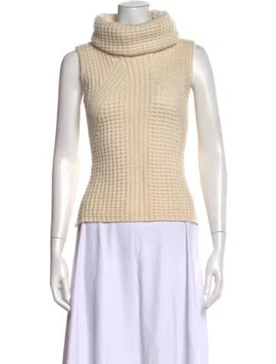 Pre-owned Intermix Wool Turtleneck Sweater In White