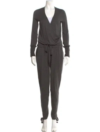 Pre-owned Intermix Wool V-neck Jumpsuit In Gray