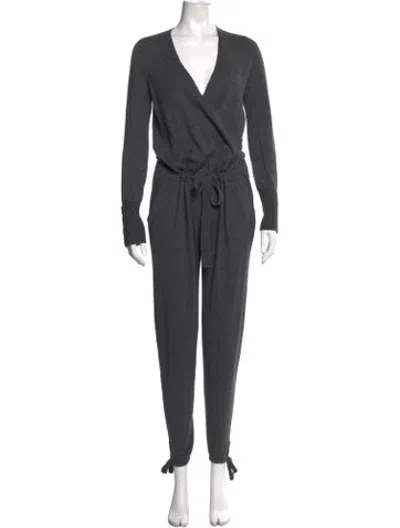 Pre-owned Intermix Wool V-neck Jumpsuit In Grey