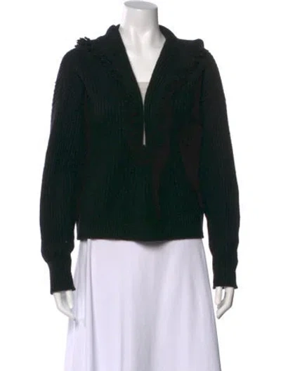 Pre-owned Intermix Wool V-neck Sweater In Black