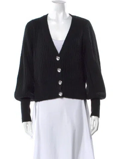 Pre-owned Intermix Wool V-neck Sweater In Black