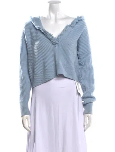 Pre-owned Intermix Wool V-neck Sweater In Blue