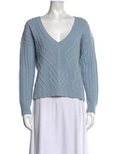 Pre-owned Intermix Wool V-neck Sweater In Blue