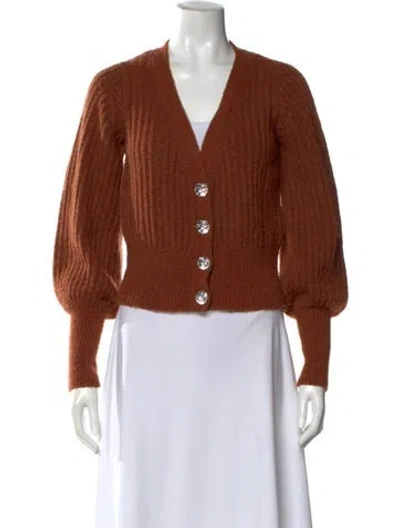 Pre-owned Intermix Wool V-neck Sweater In Brown
