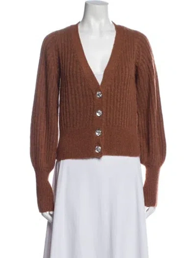 Pre-owned Intermix Wool V-neck Sweater In Brown