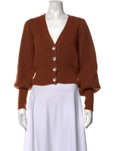 Pre-owned Intermix Wool V-neck Sweater In Brown