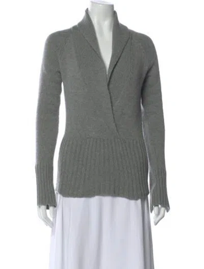 Pre-owned Intermix Wool V-neck Sweater In Gray