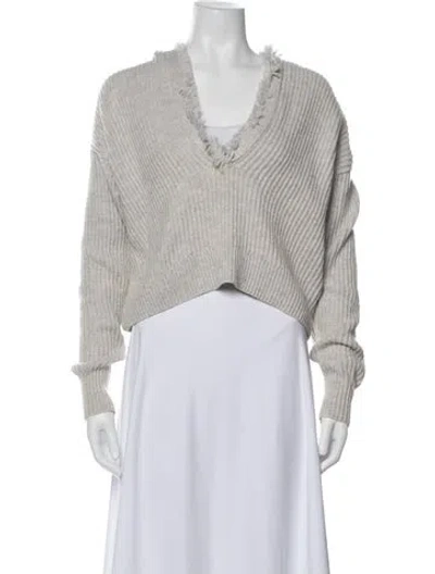 Pre-owned Intermix Wool V-neck Sweater In Gray
