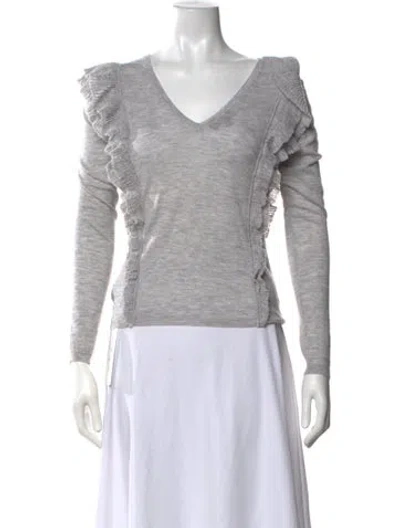 Pre-owned Intermix Wool V-neck Sweater In Grey