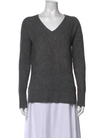 Pre-owned Intermix Wool V-neck Sweater In Grey