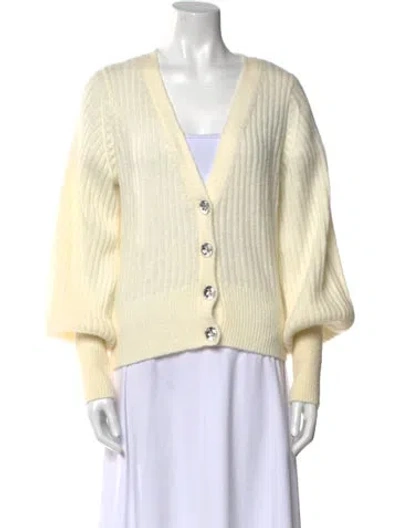 Pre-owned Intermix Wool V-neck Sweater In Neutral