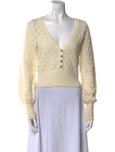 Pre-owned Intermix Wool V-neck Sweater In Neutral