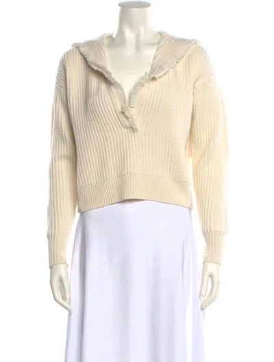 Pre-owned Intermix Wool V-neck Sweater In Neutral