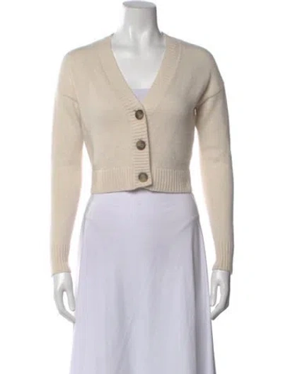 Pre-owned Intermix Wool V-neck Sweater In Neutral