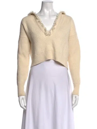 Pre-owned Intermix Wool V-neck Sweater In Neutral