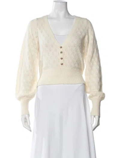 Pre-owned Intermix Wool V-neck Sweater In Neutral