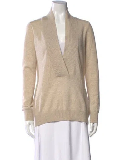 Pre-owned Intermix Wool V-neck Sweater In Neutral