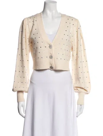 Pre-owned Intermix Wool V-neck Sweater In Neutrals