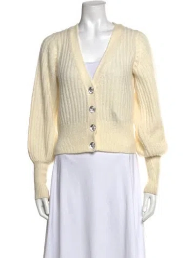 Pre-owned Intermix Wool V-neck Sweater In Neutrals