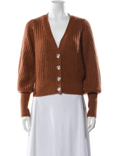 Pre-owned Intermix Wool V-neck Sweater W/ Tags In Brown
