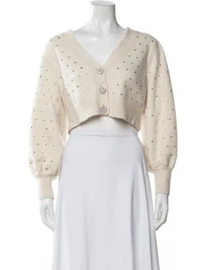 Pre-owned Intermix Wool V-neck Sweater In White