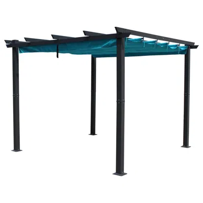 International Caravan 3 Meter Aluminum Framed Pergola, Aqua Blue In Black