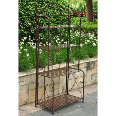 INTERNATIONAL CARAVAN 3472-HD-BZ MANDALAY IRON FOLDING BAKER RACK, BRONZE