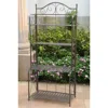 International Caravan 3472-rt-bn Mandalay Iron Folding Baker Rack, Rustic Brown