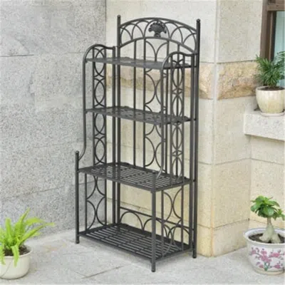 International Caravan 3507-sh-ant-bk Segovia Iron 4-tier Bakers Rack, Antique Black