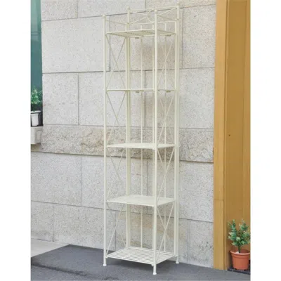 International Caravan 3520 5-tier Iron Folding Bakers Rack, White