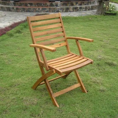 International Caravan Acacia Folding S/2 Ladder Back Armchair In Brown