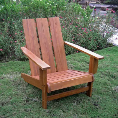 International Caravan Acacia Large Square Back Adirondack Chair