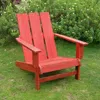 International Caravan Acacia Large Square Back Adirondack Chair With Barn Red Finish