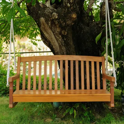 International Caravan Acacia Two Seater Swing With Curved Back