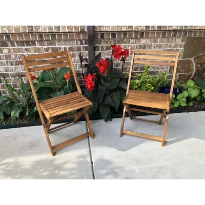 International Caravan Acacia Wood Folding Chairs (set Of 2), Stain