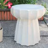 International Caravan Antique White Round Scalloped Ceramic Garden Stool